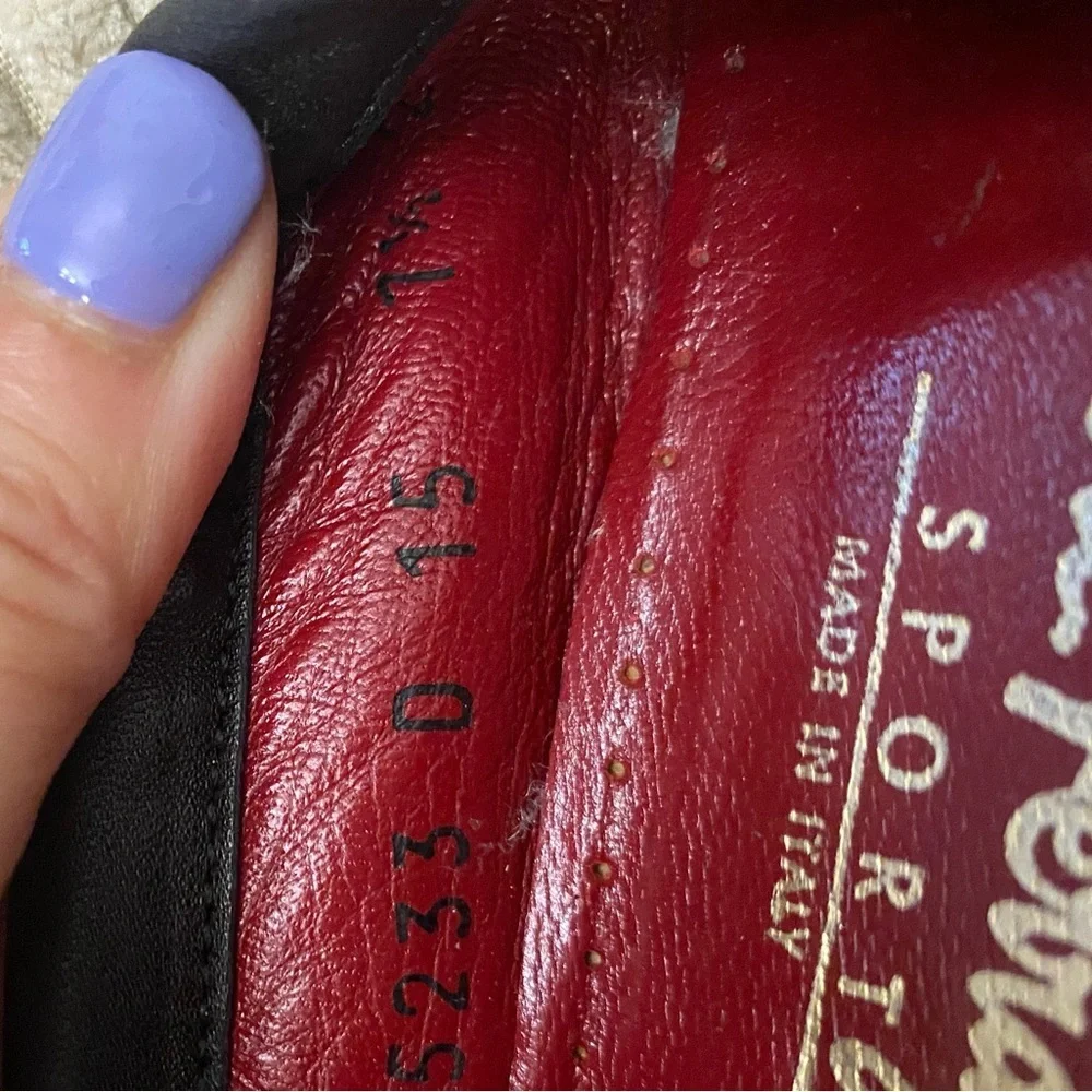 Salvatore Ferragamo Sport Black leather  ballerina Loafers men’s women’s 7.5 - Picture 7 of 15